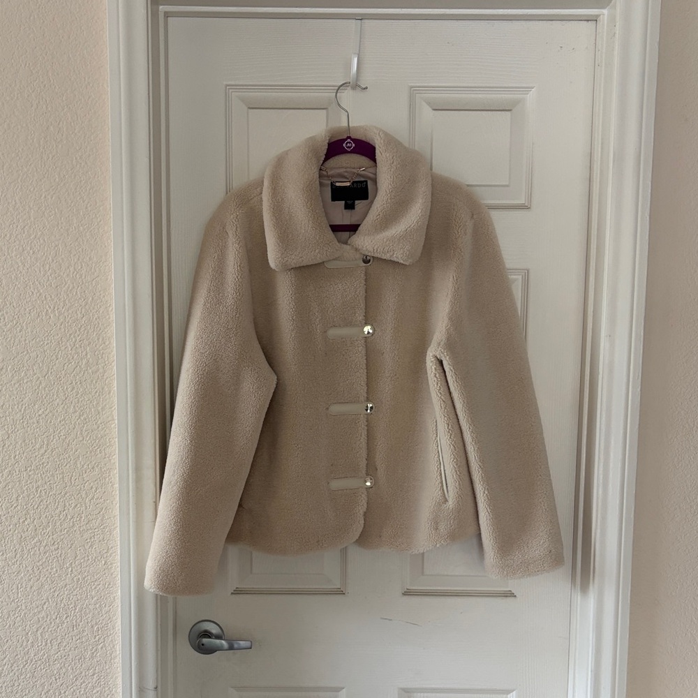Bernardo Cream Teddy Faux-Shearling Toggle Jacket